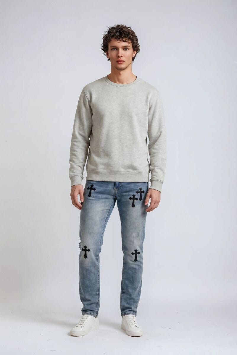 F21 Men Cross Embroidered Skinny Jeans | Forever 21 Men