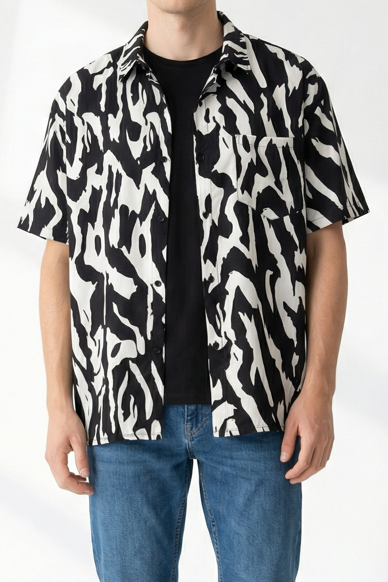 Zebra Print Button-Front Shirt | Forever 21 Men