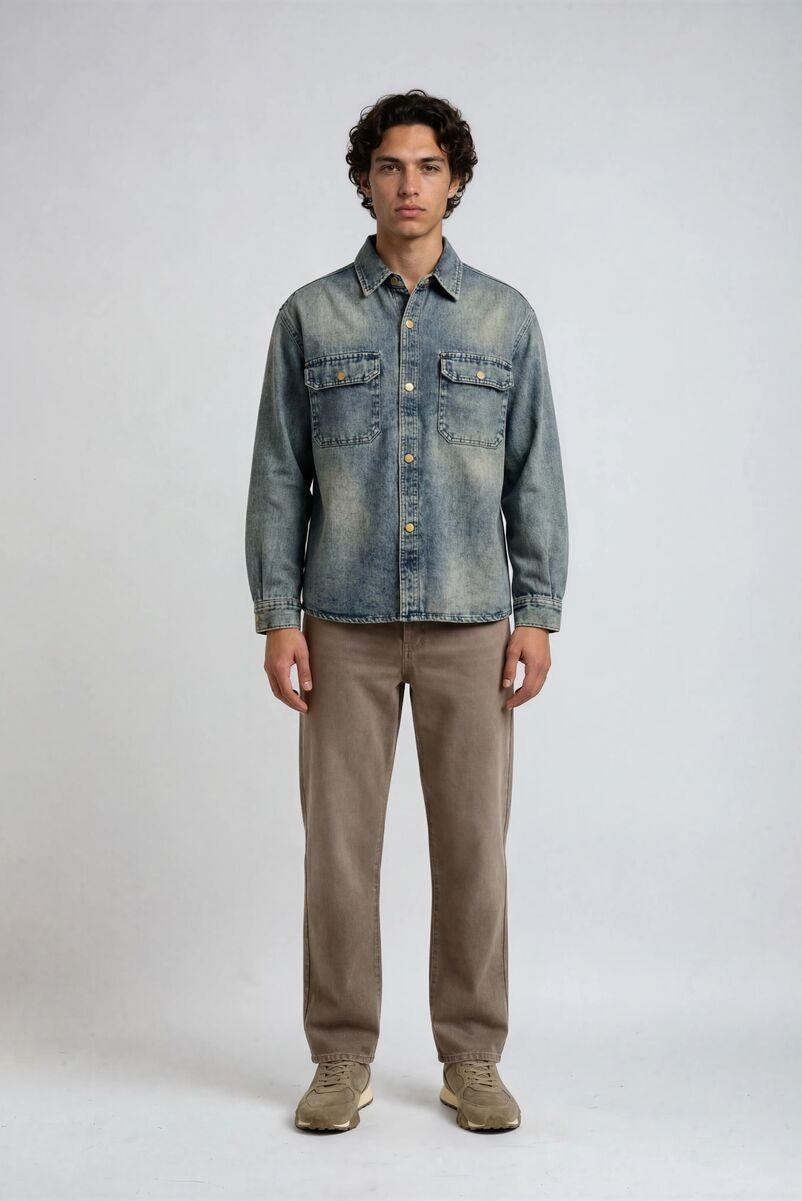 F21 Men Vintage Wash Denim Shirt | Forever 21 Men