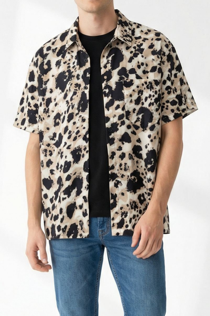 Leopard Print Button-Front Shirt | Forever 21 Men