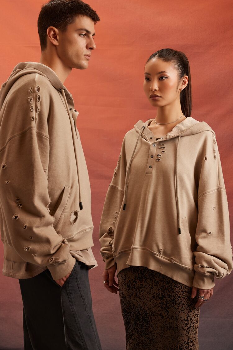 Unisex Rebel Moon Distressed Hoodie | Forever 21 Men
