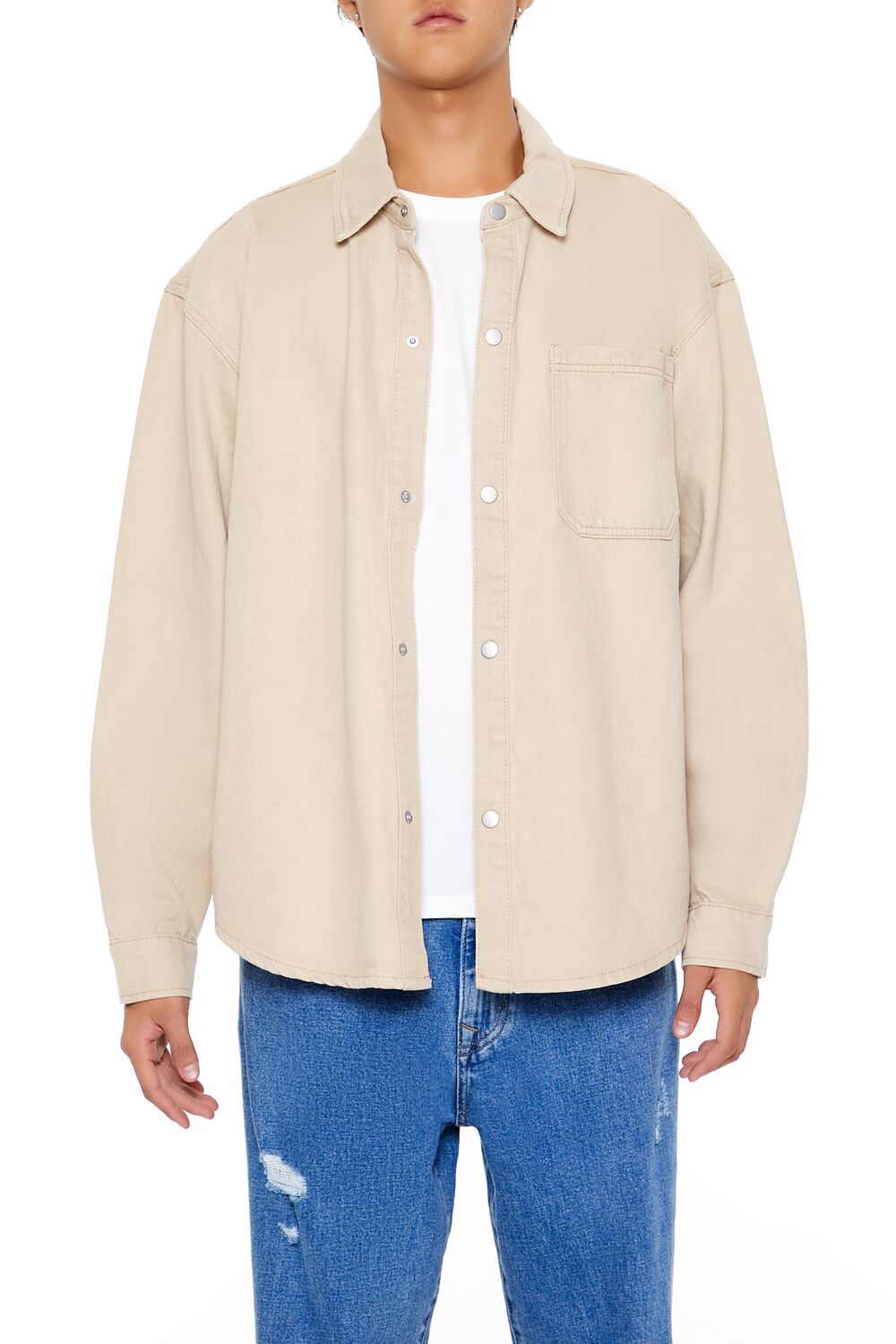 Cotton Curved-Hem Shirt | Forever 21 Men