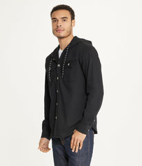 Men's Long Sleeve Hooded Shirt Jacket: Stretch Twill | Forever 21 Men