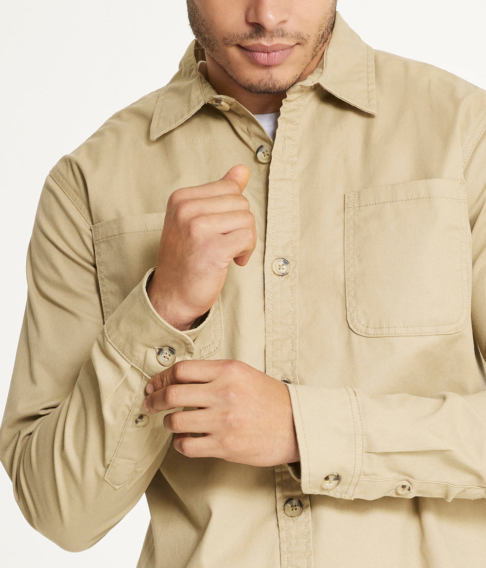 Men's Long Sleeve Shirt Jacket Stretch Twill | Forever 21 Men