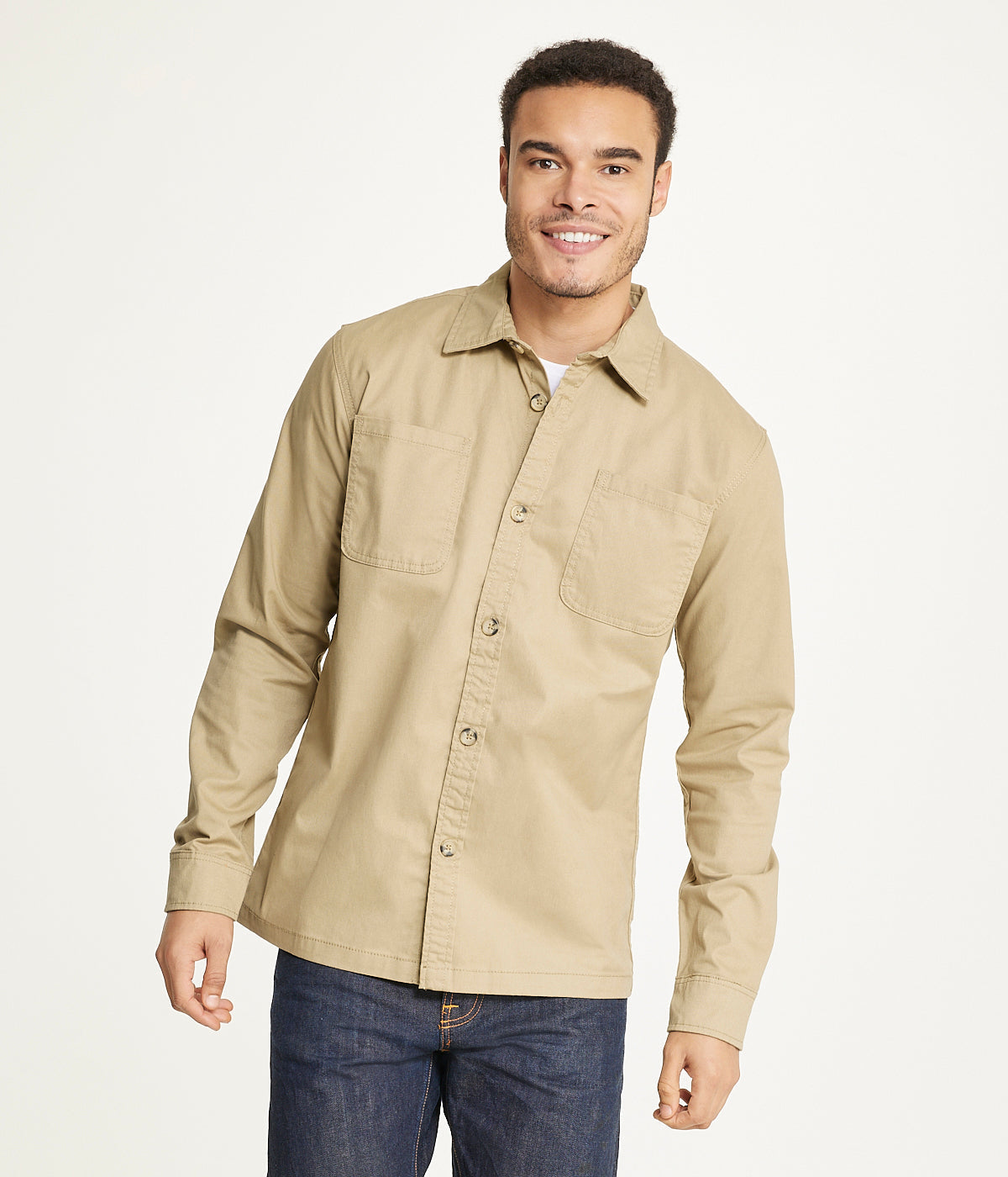 Men's Long Sleeve Shirt Jacket Stretch Twill | Forever 21 Men