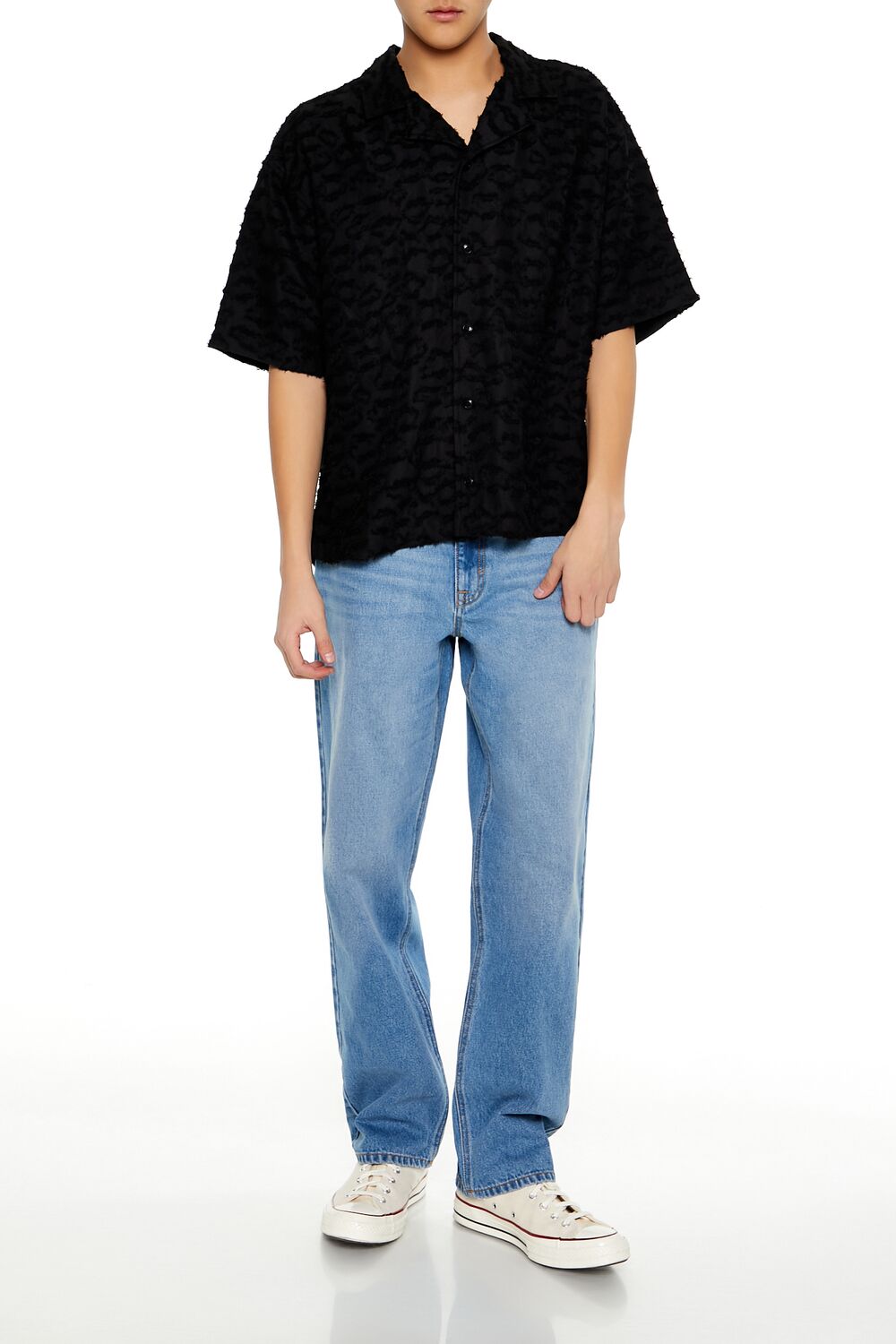 Frayed Jacquard Cuban Collar Shirt | Forever 21 Men