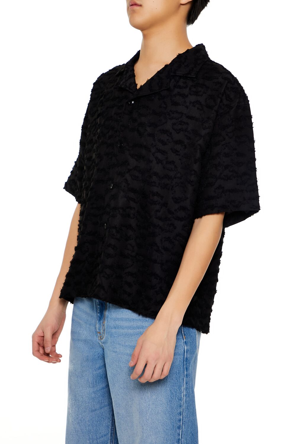 Frayed Jacquard Cuban Collar Shirt | Forever 21 Men