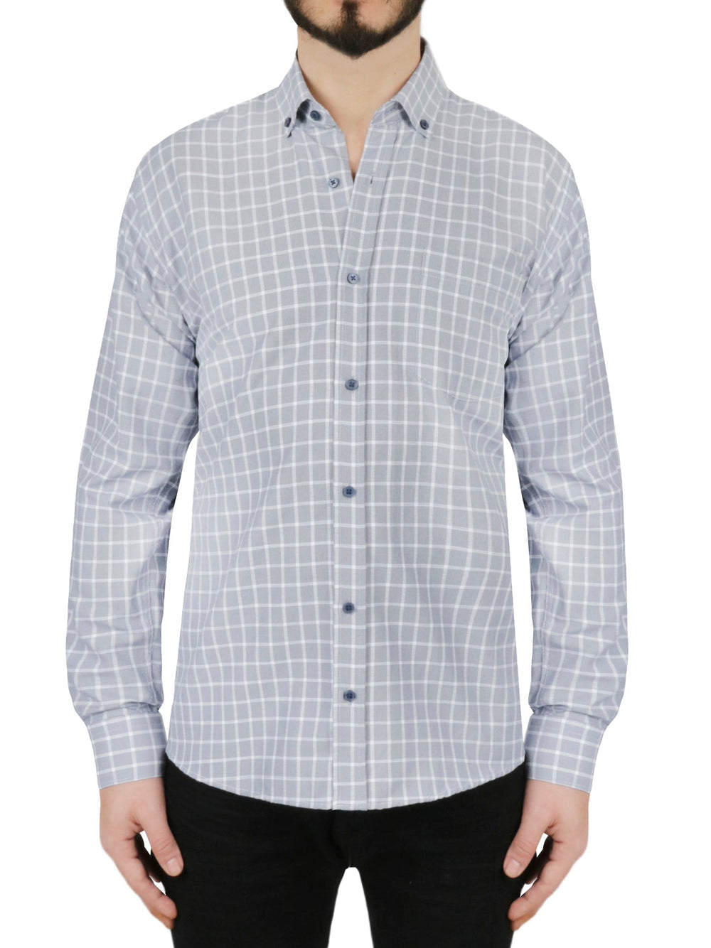 Windowpane Checkered Dress Shirt in Grey | Forever 21 Men