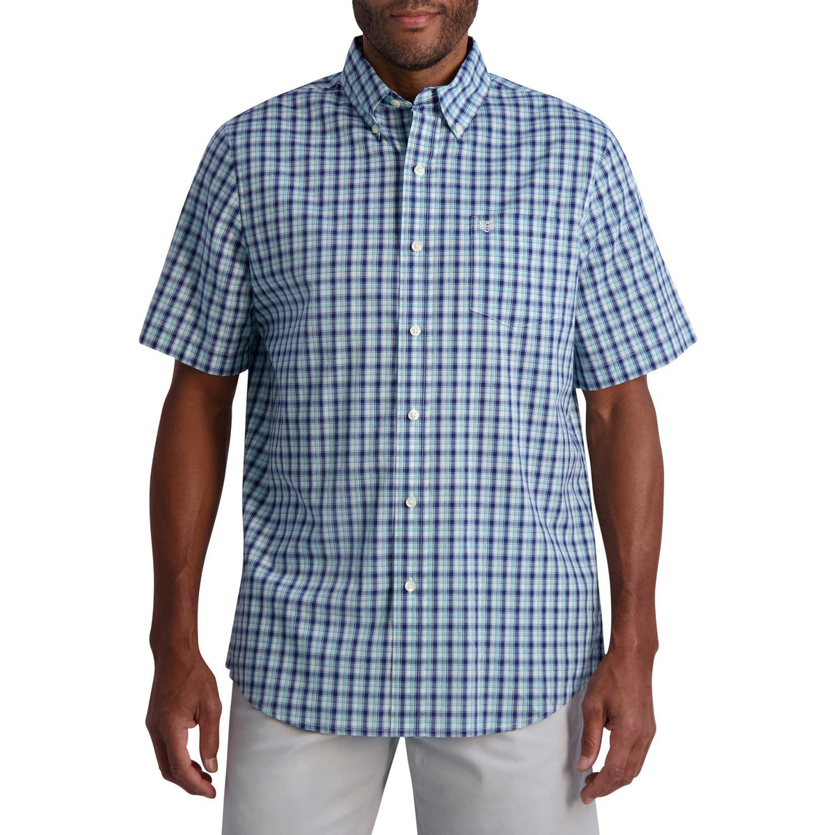 Chaps Men's Short Sleeve Recycled Poly Stretch Woven Shirt | Forever 21 Men