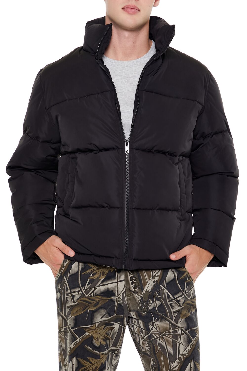 Quilted Funnel-Neck Puffer Jacket | Forever 21 Men