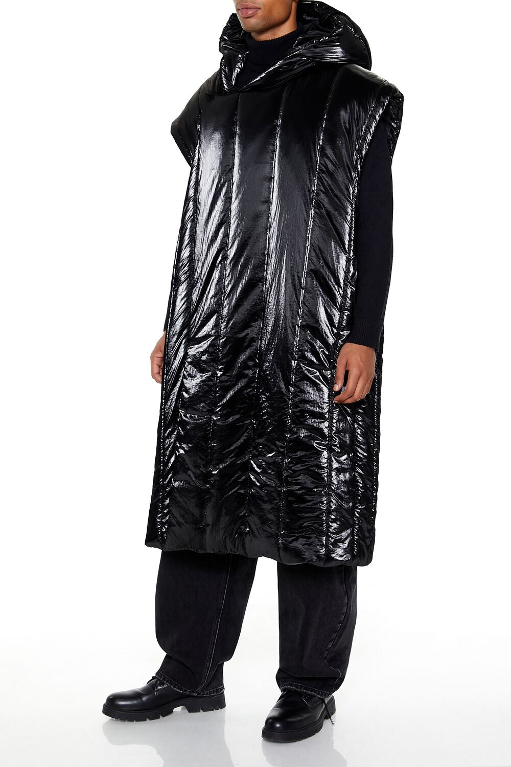 Hooded Longline Puffer Vest | Forever 21 Men