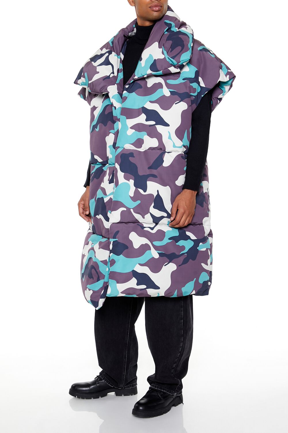 Camo Print Longline Puffer Vest | Forever 21 Men