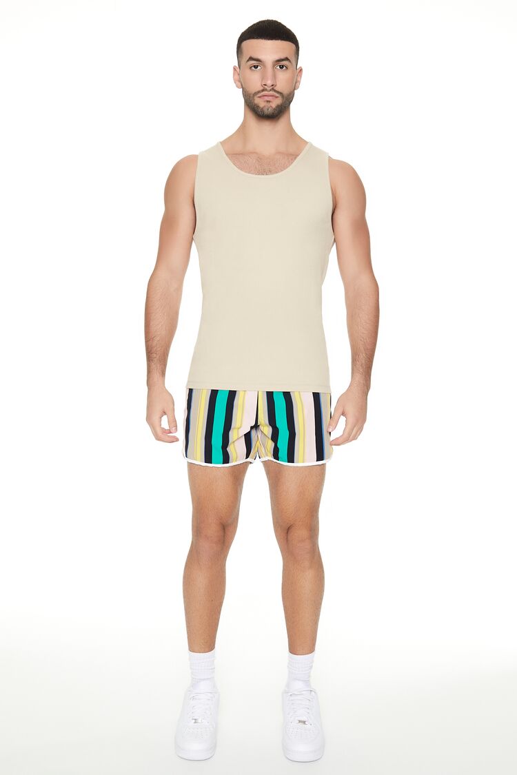 Striped Drawstring Short Inseam Swim Trunks | Forever 21 Men