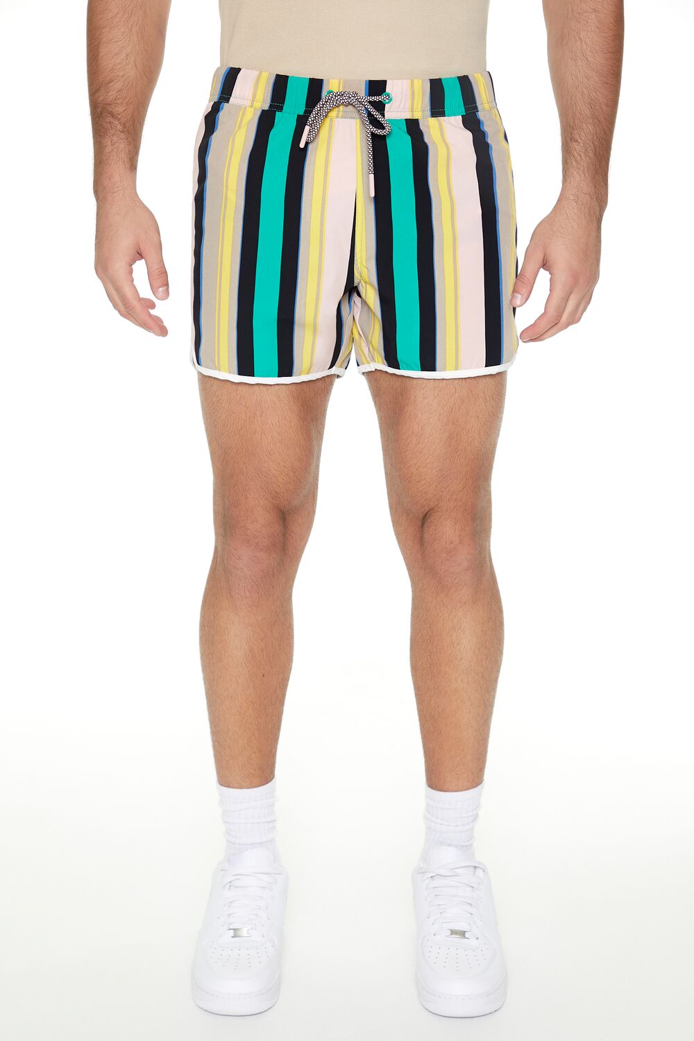 Striped Drawstring Short Inseam Swim Trunks | Forever 21 Men