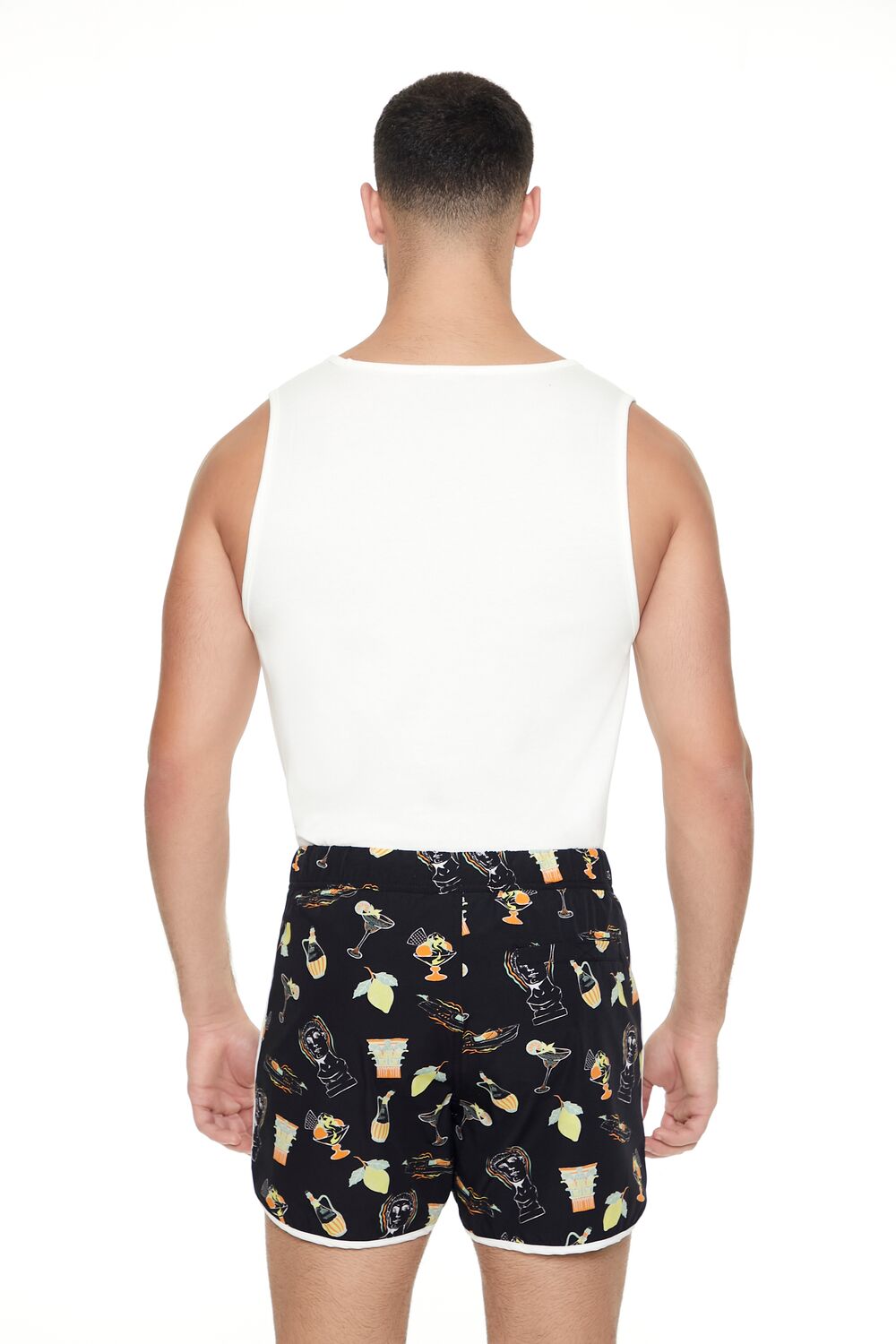 Short Inseam Drink Print Swim Trunks | Forever 21 Men