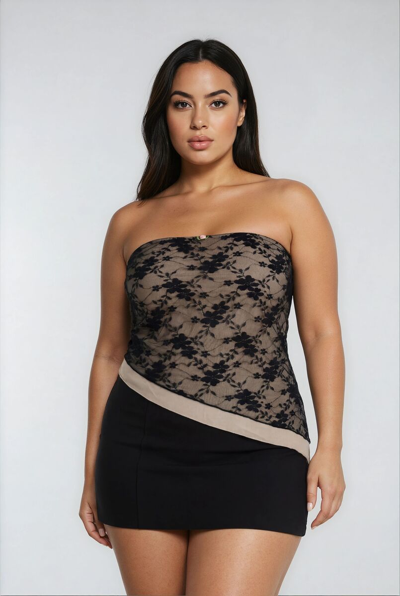 Plus Size Floral Lace Asymmetrical-Hem Tube Top | Forever 21 on sale