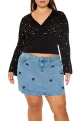 Plus Size Pointelle Surplice Sweater | Forever 21 US
