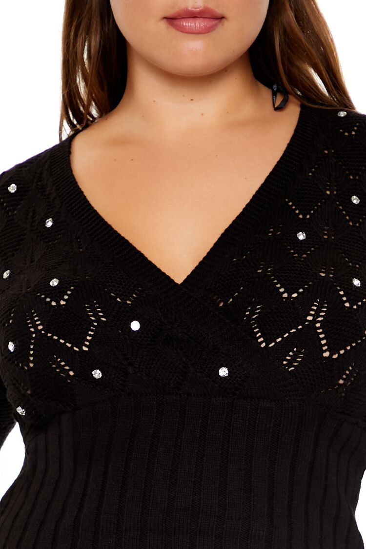 Plus Size Pointelle Surplice Sweater | Forever 21 US