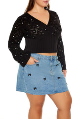 Plus Size Pointelle Surplice Sweater | Forever 21 US