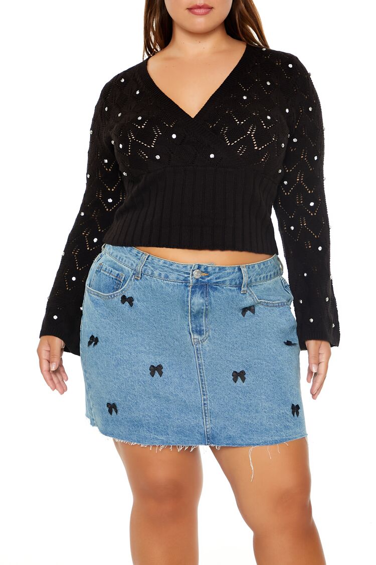Plus Size Pointelle Surplice Sweater | Forever 21 US