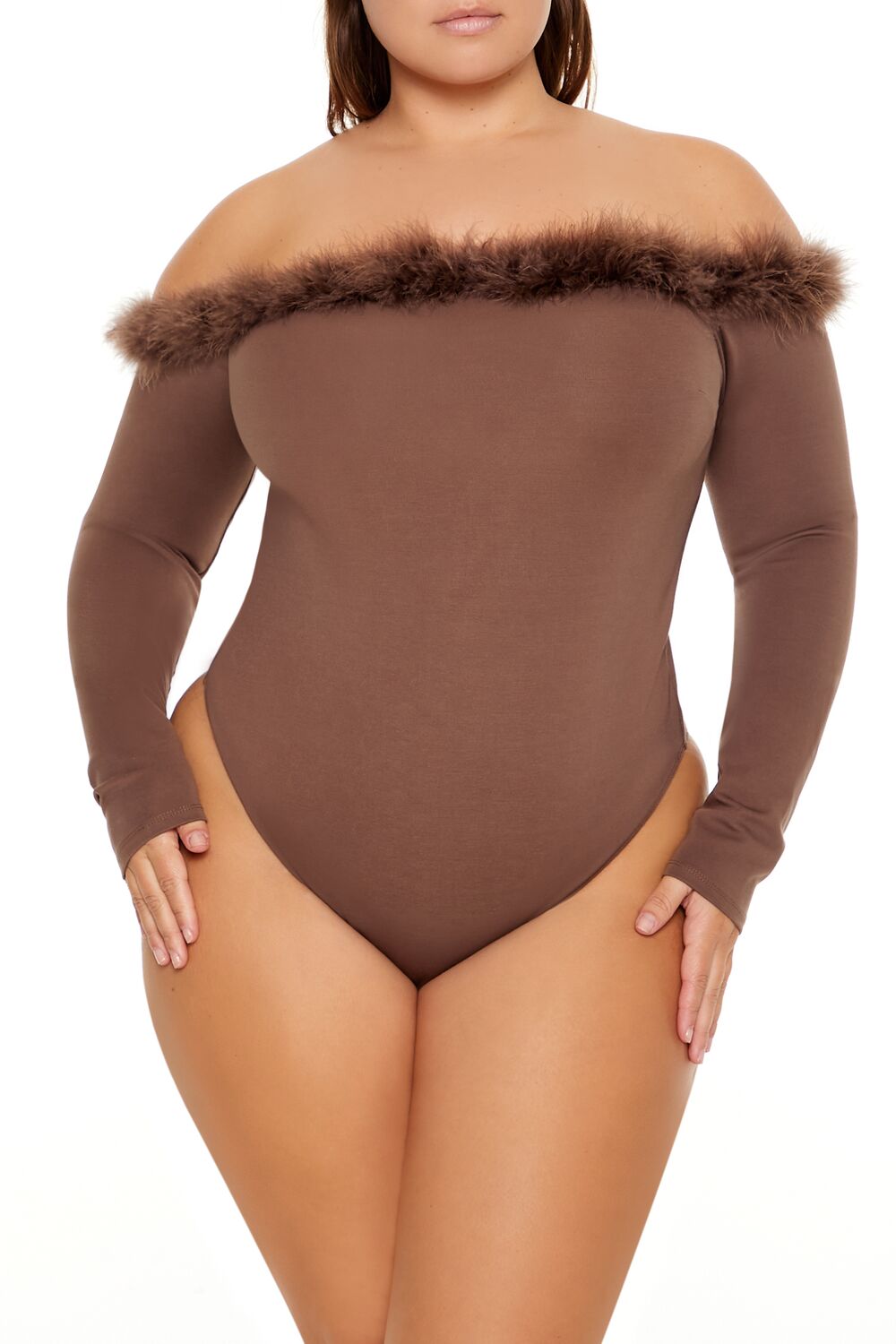 Plus Size Faux Fur-Trim Bodysuit | Forever 21 online