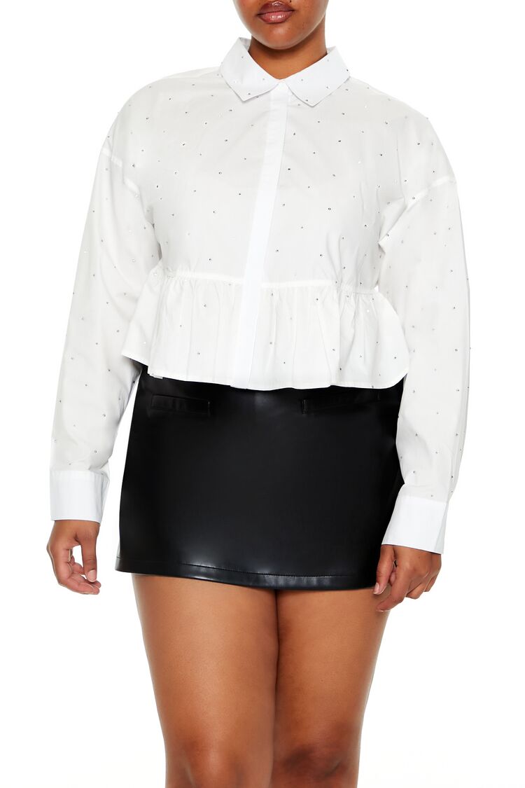 Plus Size Rhinestone Peplum Shirt | Forever 21 near me