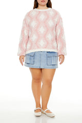 Plus Size Marled Diamond Knit Sweater | Forever 21 US