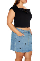 Plus Size Sweater-Knit Bow Crop Top | Forever 21 on sale