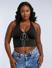 Plus Size Lace-Up Halter Top | Forever 21 online