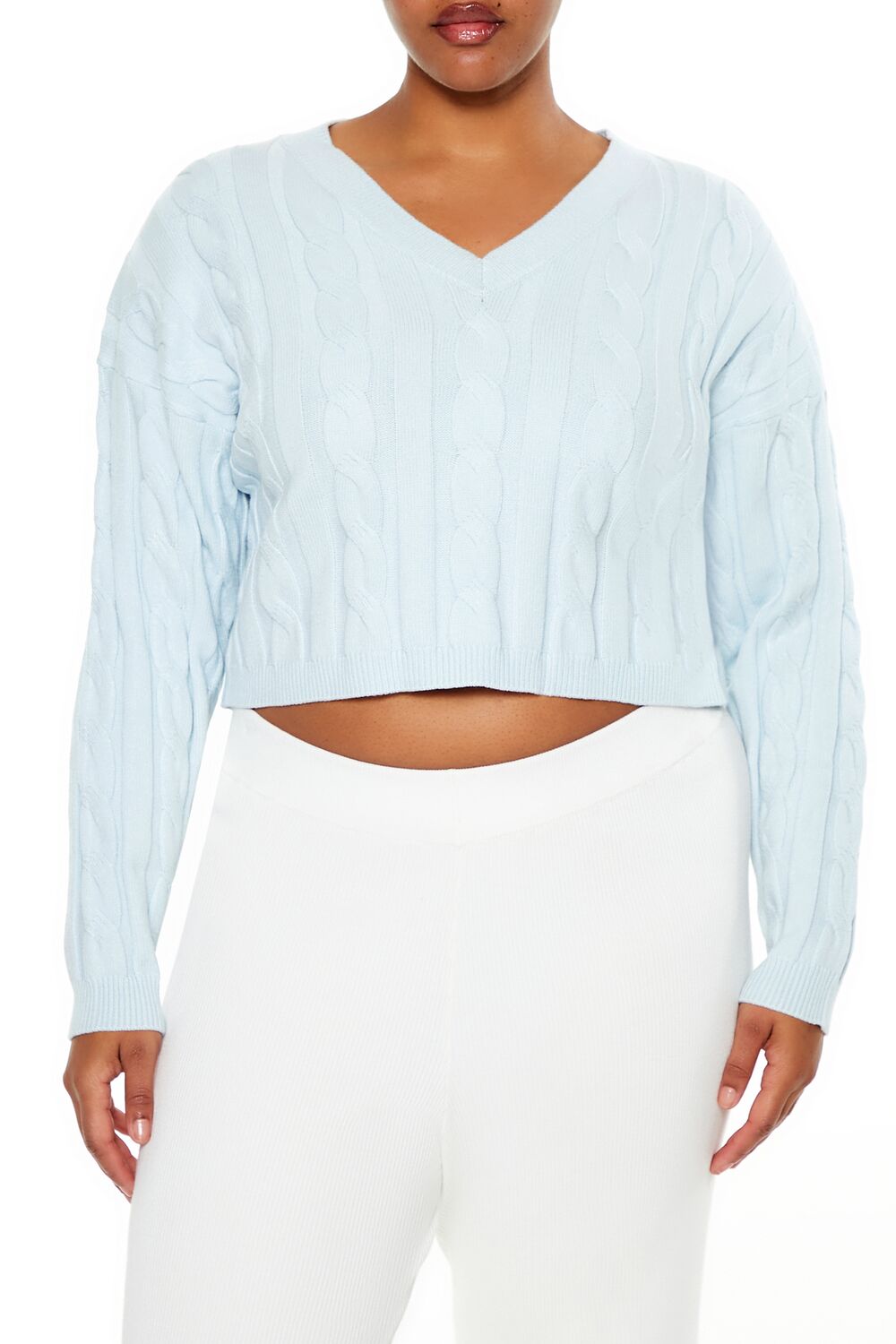 Plus Size Cropped Cable Knit Sweater | Forever 21 US
