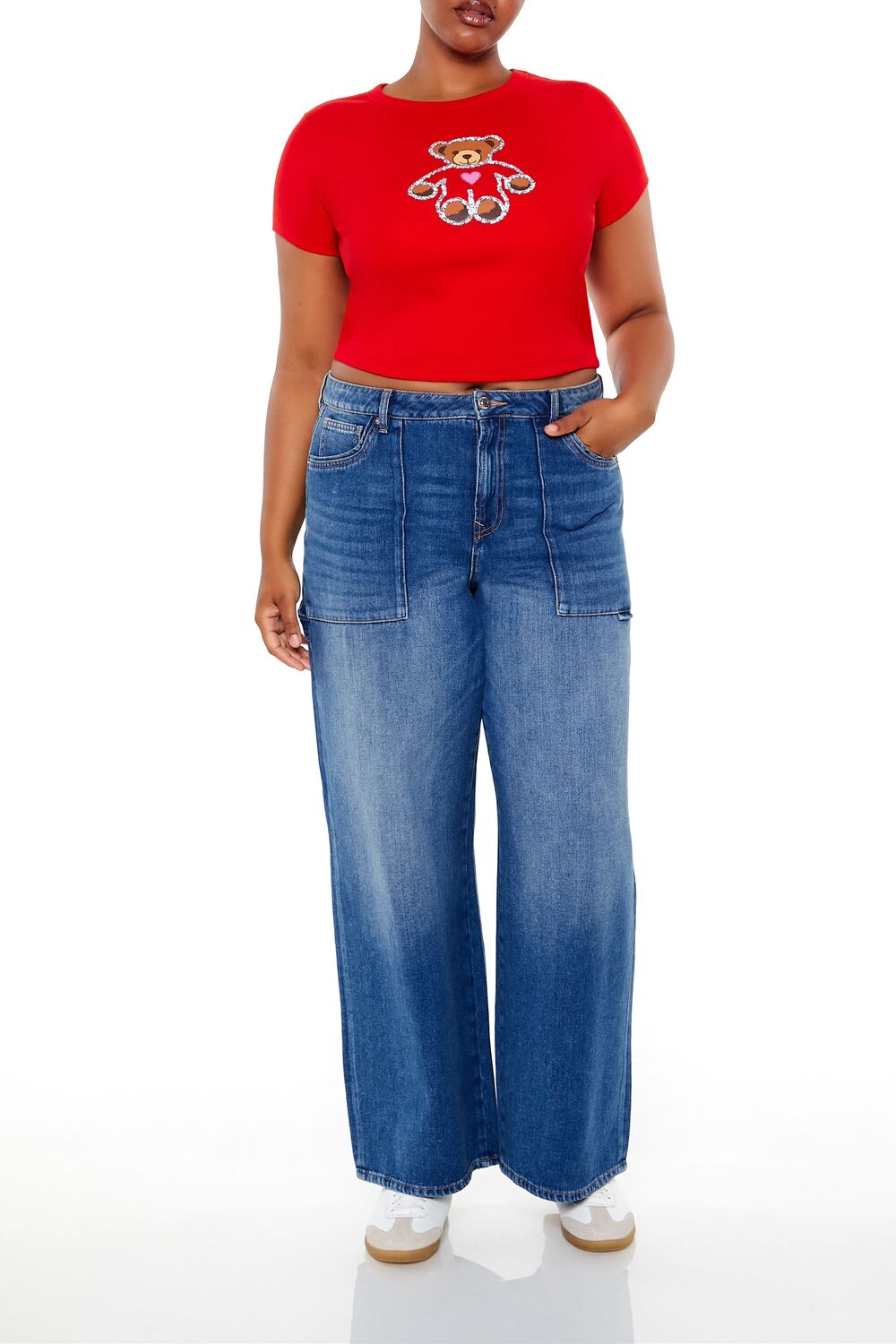 Plus Size Sequin Teddy Bear Baby Tee | Forever 21 discount