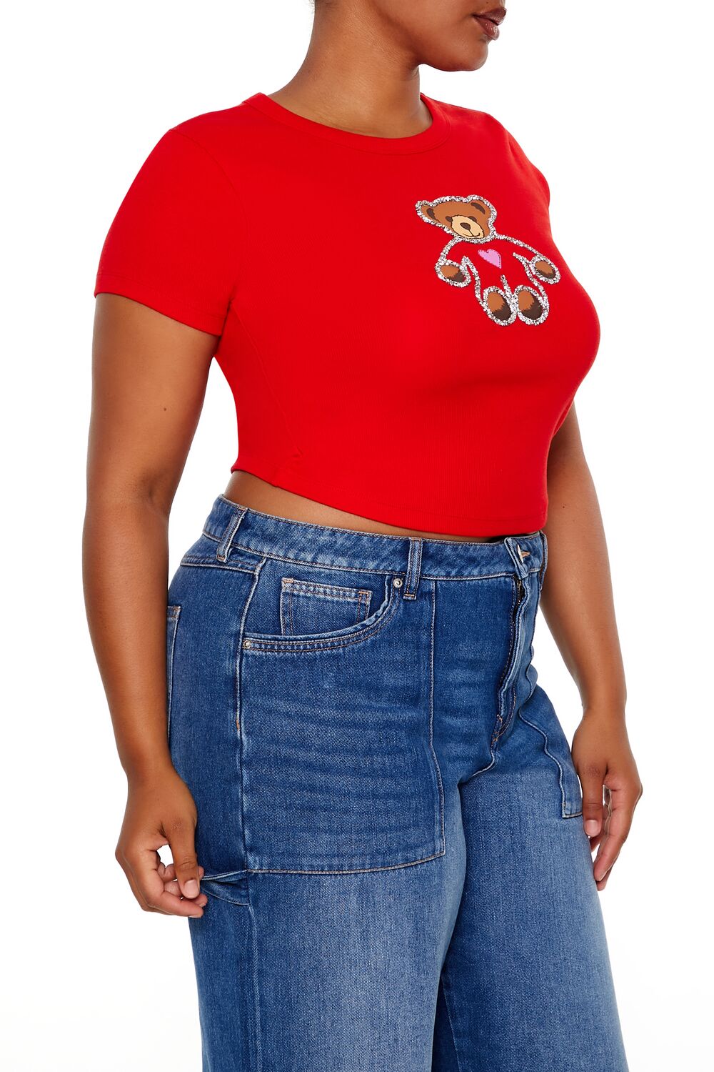 Plus Size Sequin Teddy Bear Baby Tee | Forever 21 discount