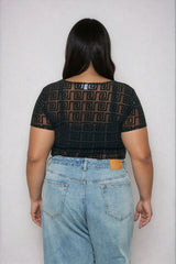 Plus Size Geometric Pattern Mesh Bodysuit | Forever 21 US