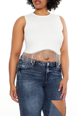 Plus Size Sweater-Knit Rhinestone Crop Top | Forever 21 outlet