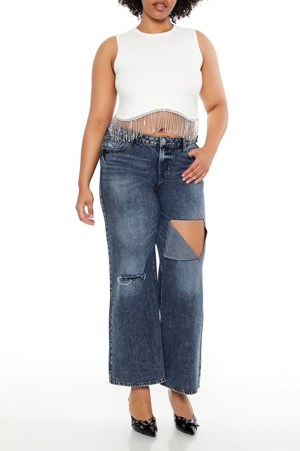 Plus Size Sweater-Knit Rhinestone Crop Top | Forever 21 outlet