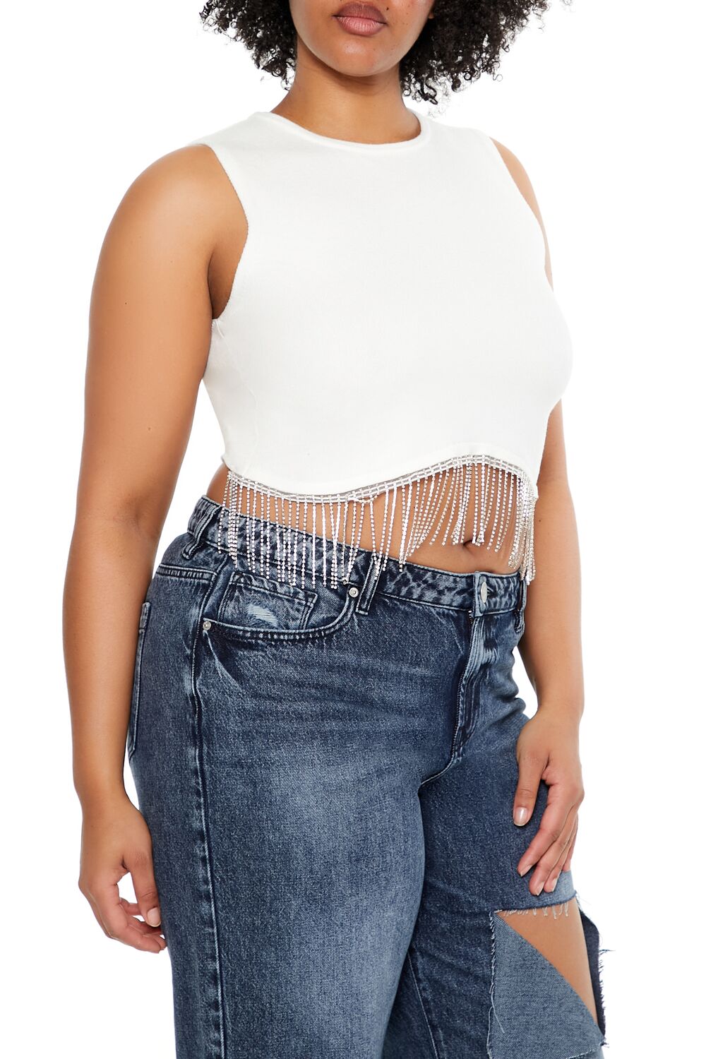 Plus Size Sweater-Knit Rhinestone Crop Top | Forever 21 outlet