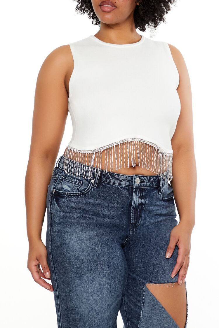 Plus Size Sweater-Knit Rhinestone Crop Top | Forever 21 outlet