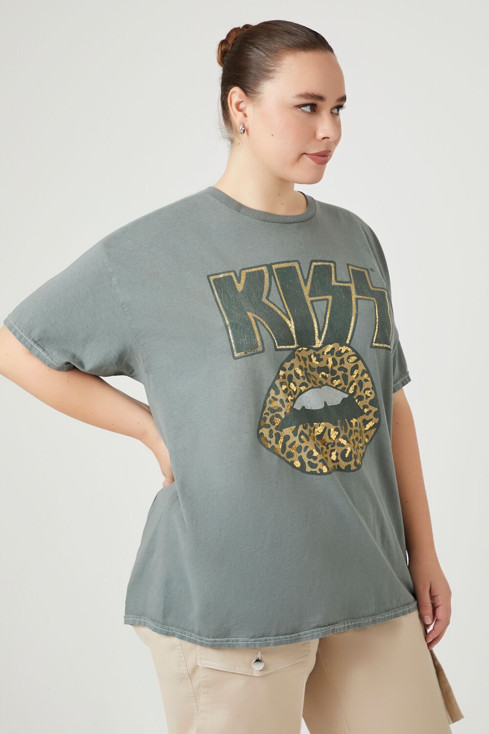 Plus Size Oversized Metallic Kiss Tee | Forever 21 online