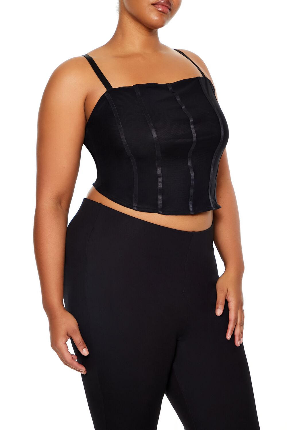 Plus Size Lace-Up Cropped Cami | Forever 21 US