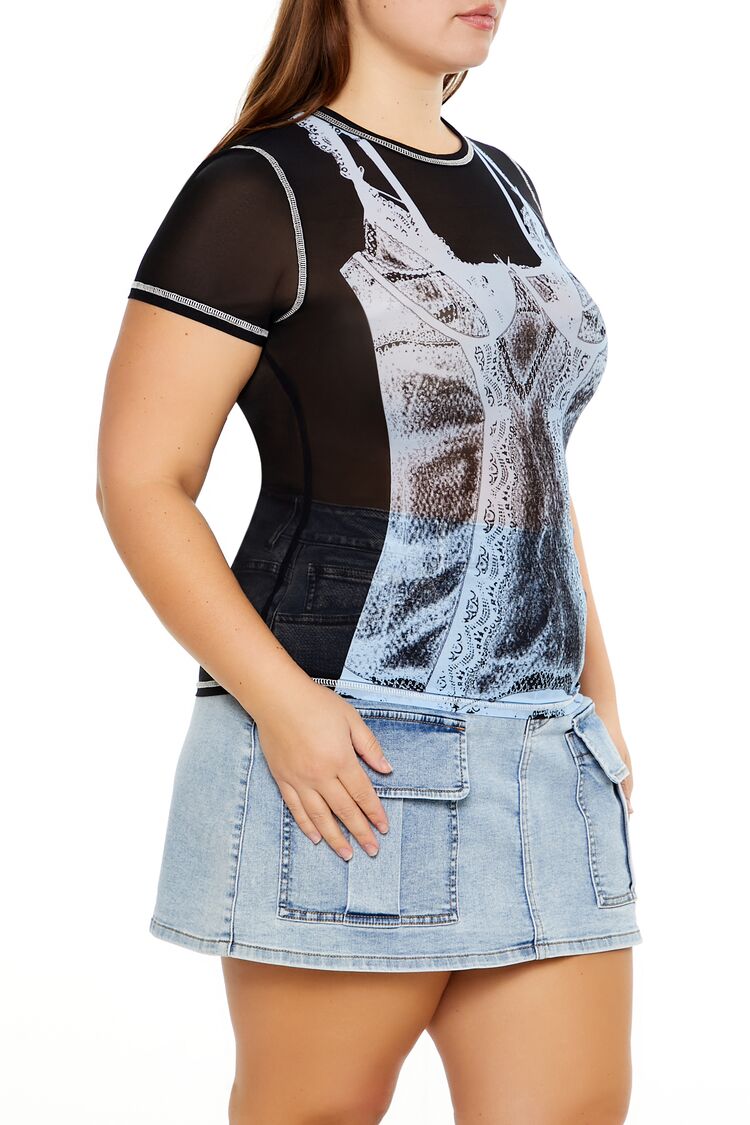 Plus Size Bustier Graphic Baby Tee | Forever 21 online