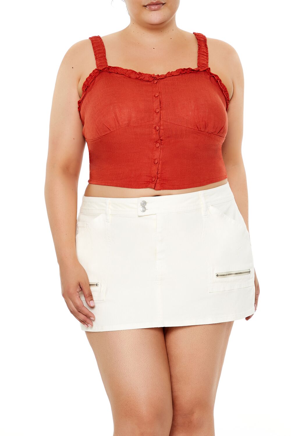 Plus Size Ruffle-Trim Crop Top | Forever 21 US