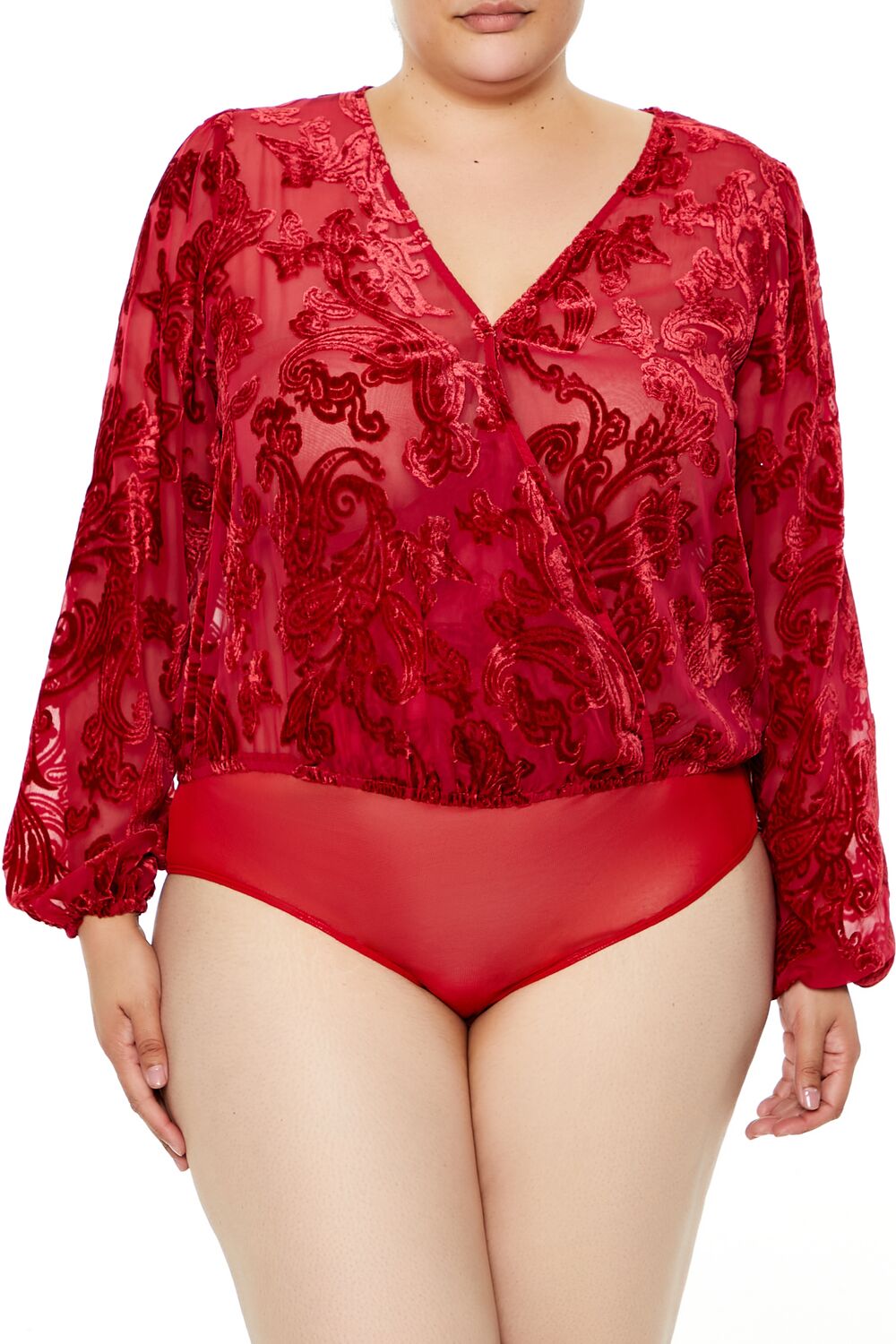 Plus Size Sheer Burnout Bodysuit | Forever 21 online