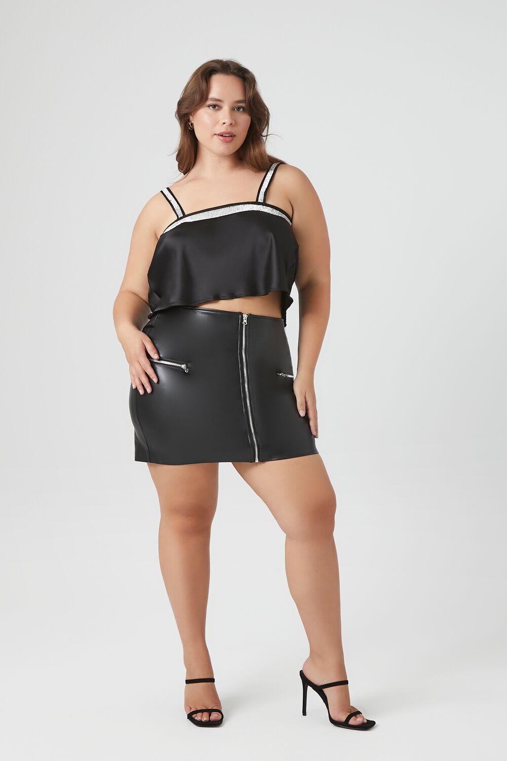 Plus Size Satin Rhinestone-Trim Crop Top | Forever 21 near me