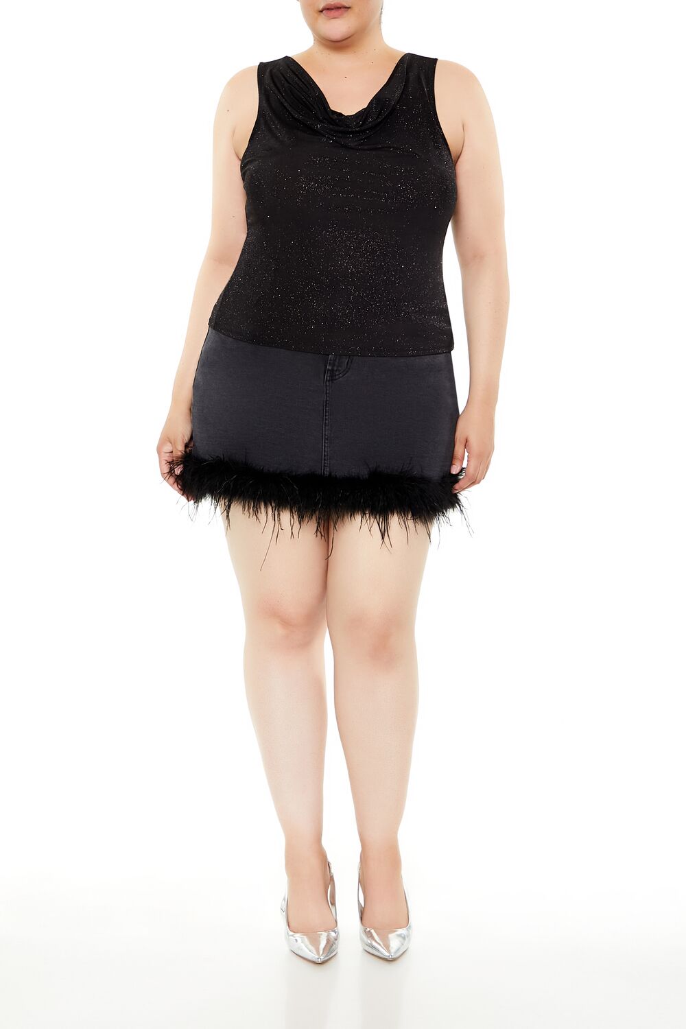Plus Size Glitter Knit Cowl Tank Top | Forever 21 on sale