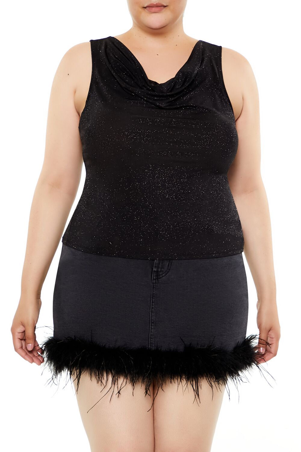 Plus Size Glitter Knit Cowl Tank Top | Forever 21 on sale