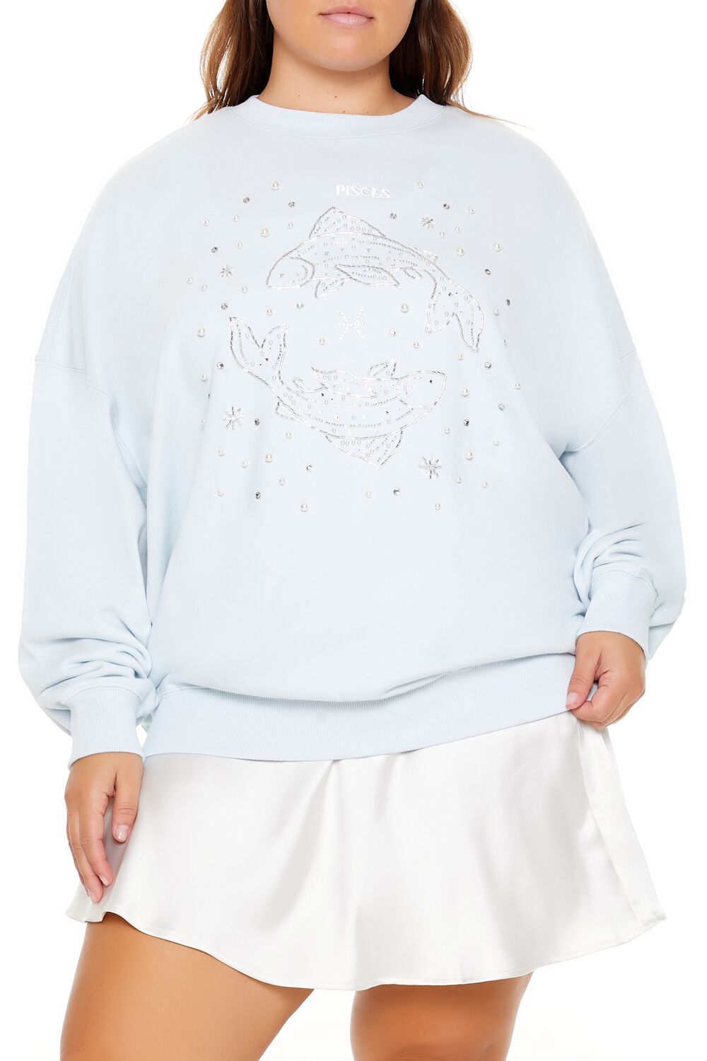 Plus Size Beaded Pisces Pullover | Forever 21 discount
