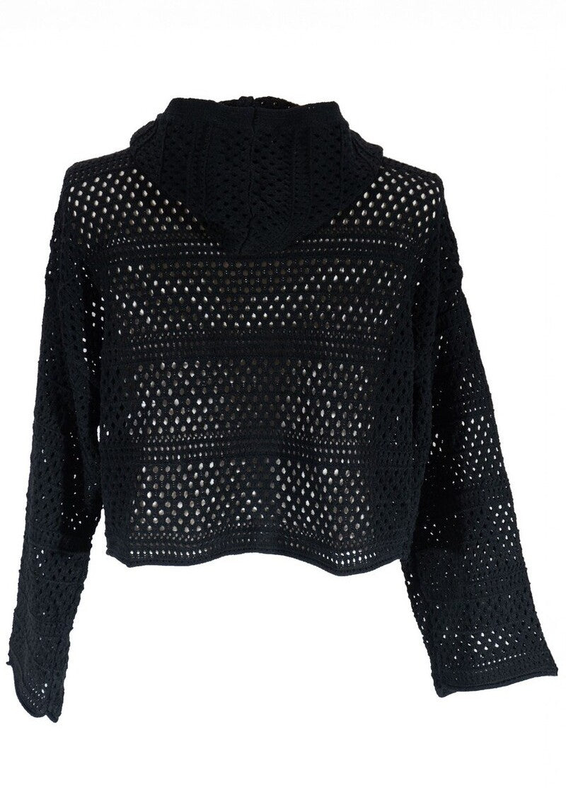 Plus Size Cropped Hooded Open-Knit Sweater | Forever 21 online