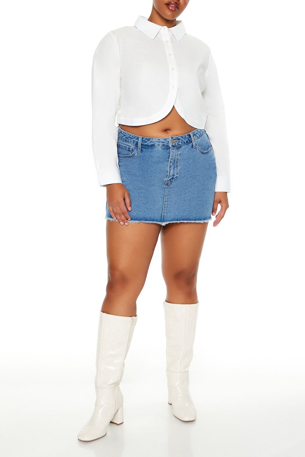 Plus Size Notched Cropped Shirt | Forever 21 on sale