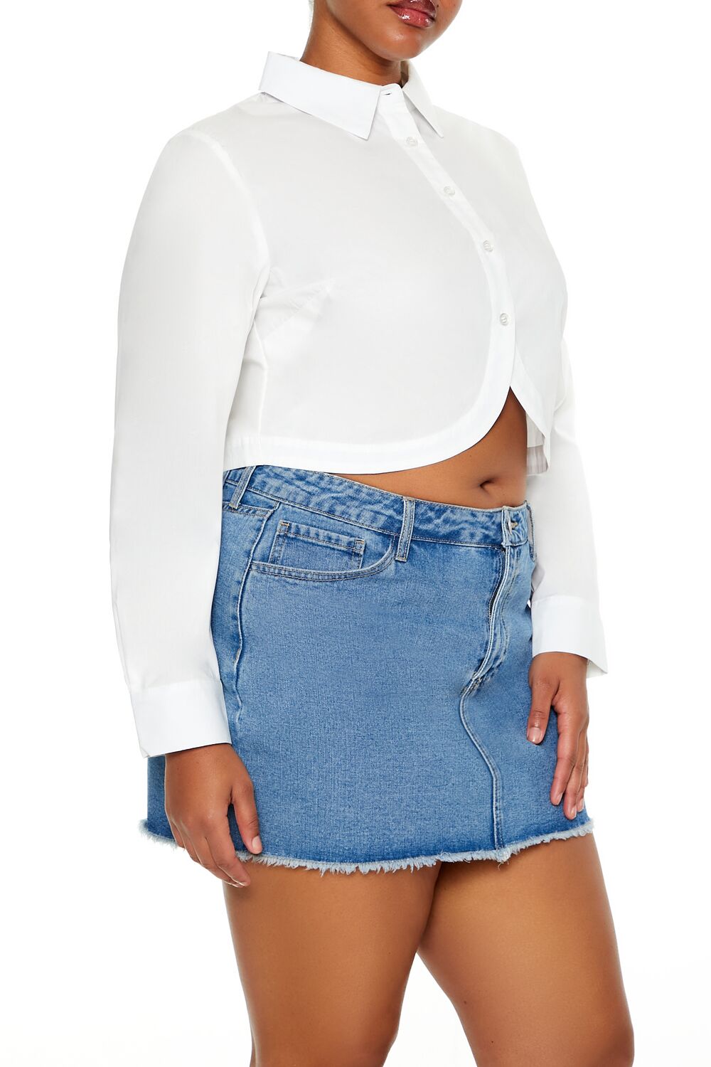 Plus Size Notched Cropped Shirt | Forever 21 on sale