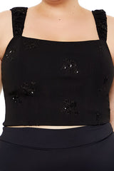 Plus Size Flower Sequin Crop Top | Forever 21 US